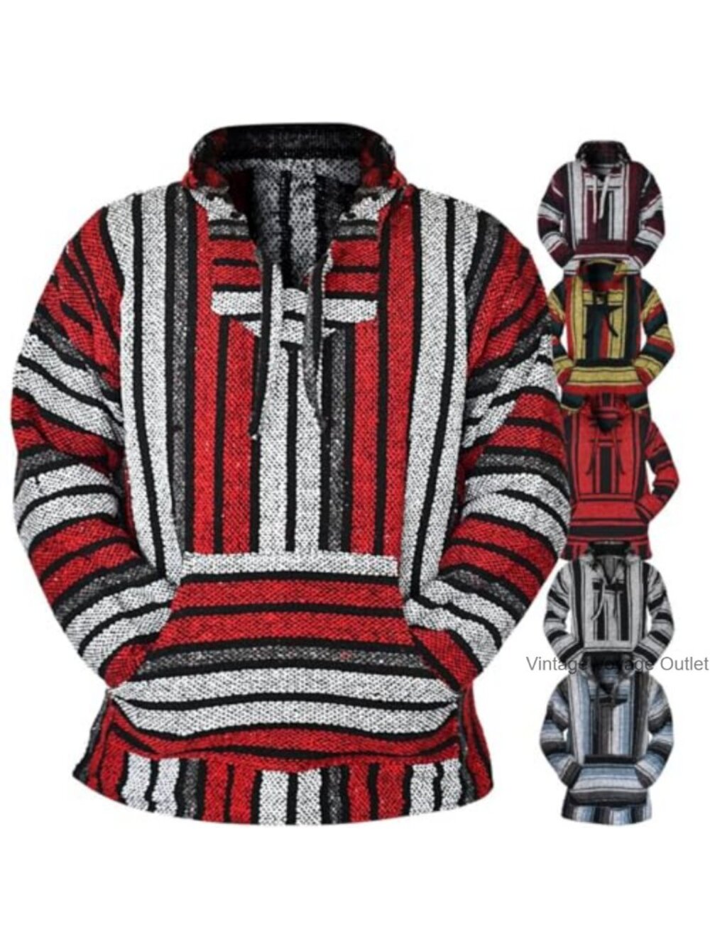 Baja Hoodie Drug Rug Pullover Sweater Unisex Hooded Poncho